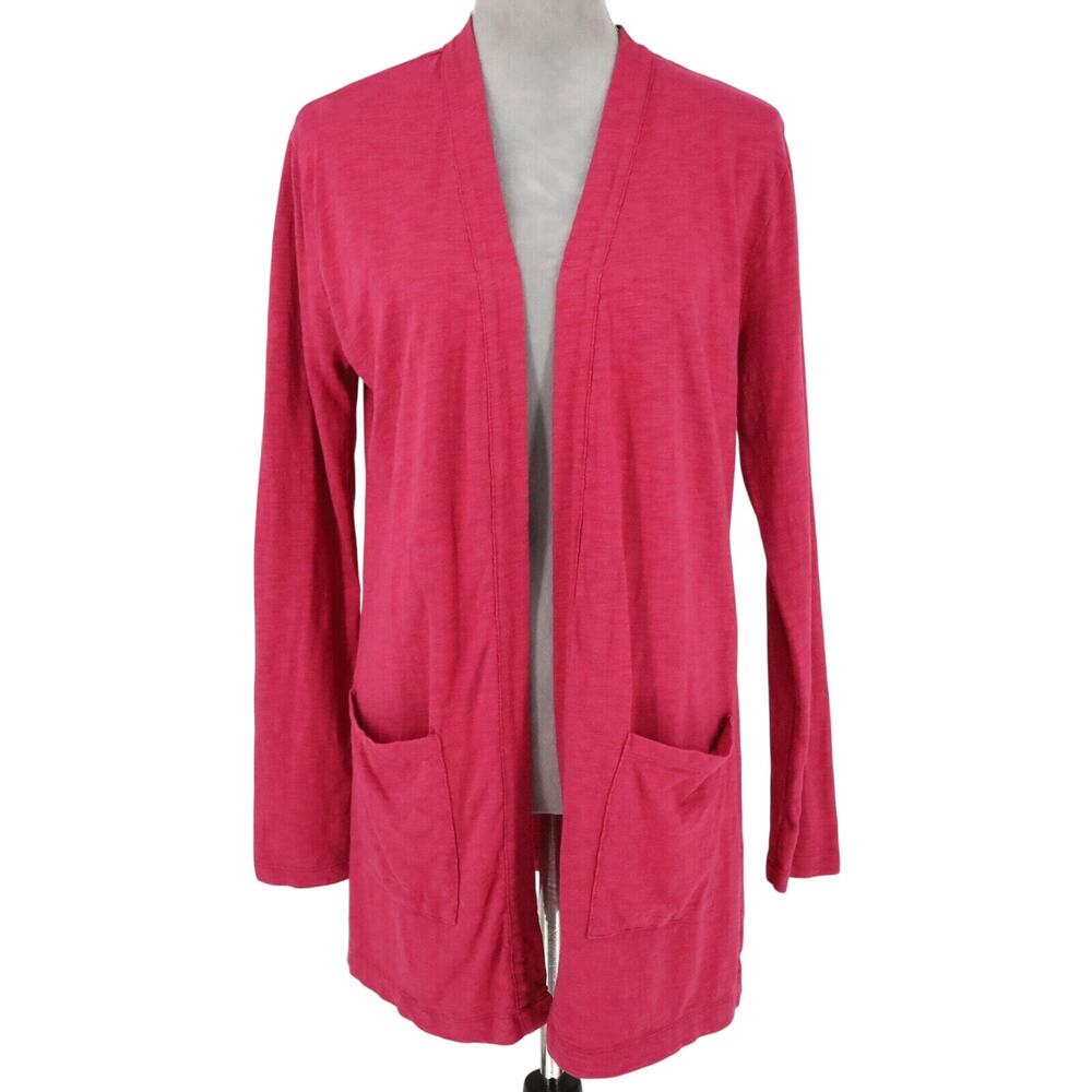 Cielo Sweater Womens Medium Pink Cardigan Stretch Knit Open Preppy Coastal